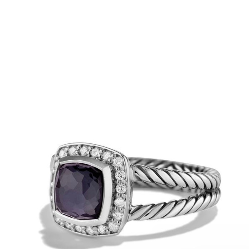 David Yurman petite Albion ring with black orchid and diamonds  size 8